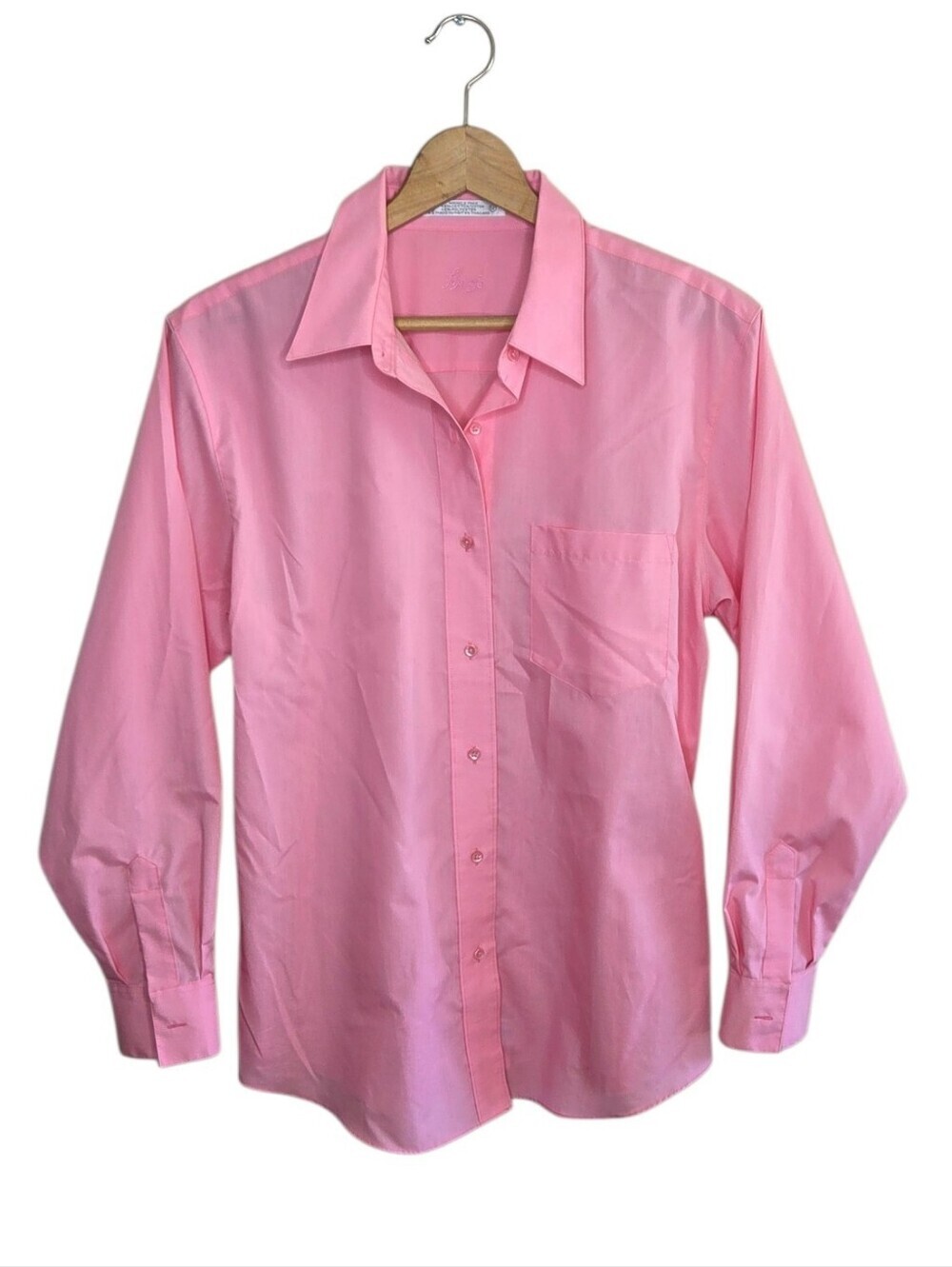 Foxcroft Pink Long Sleeve Button Front Collared Shirt Size 12 Classic Office